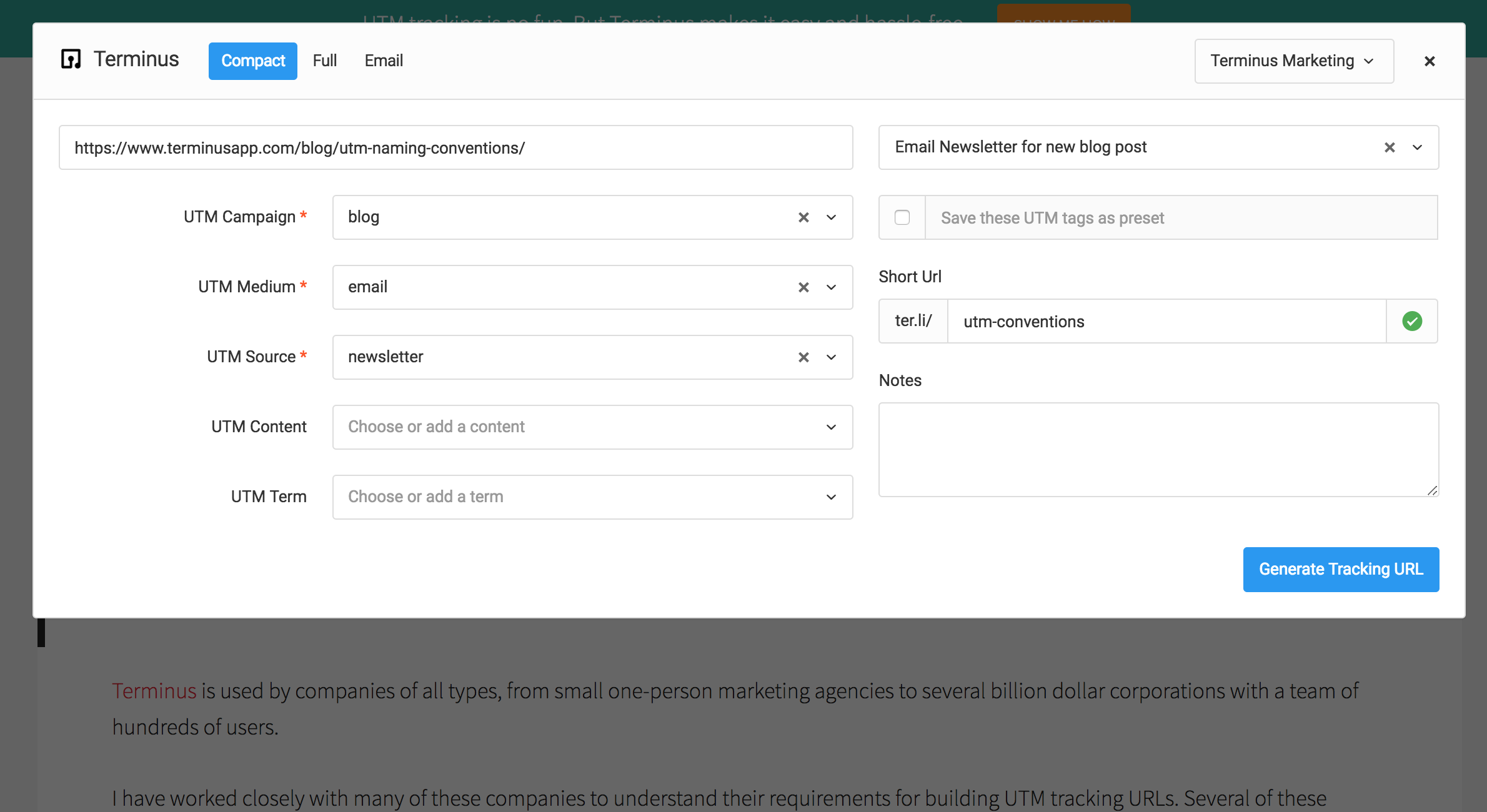 Extension UTM Builder