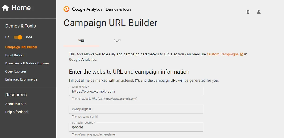 Collect campaign data with custom URLs