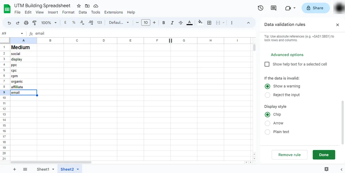 UTM building using Google Sheets